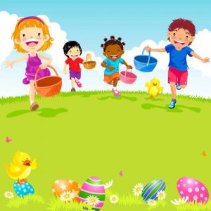 Multi-Ethnic Children enjoying Easter Egg hunt game on nature.